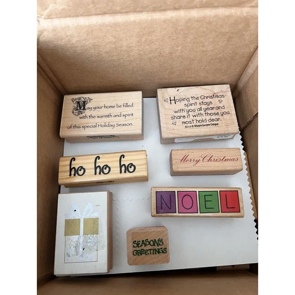 25 Beautiful Christmas Wooden Rubber Stamp Lot Art Vintage Large Craft Scrapbook